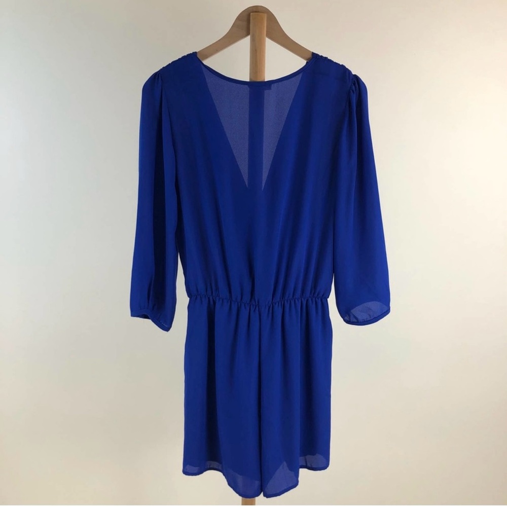 Adrienne Women's Royal Blue Chiffon Romper Size Large - Picture 2 of 4